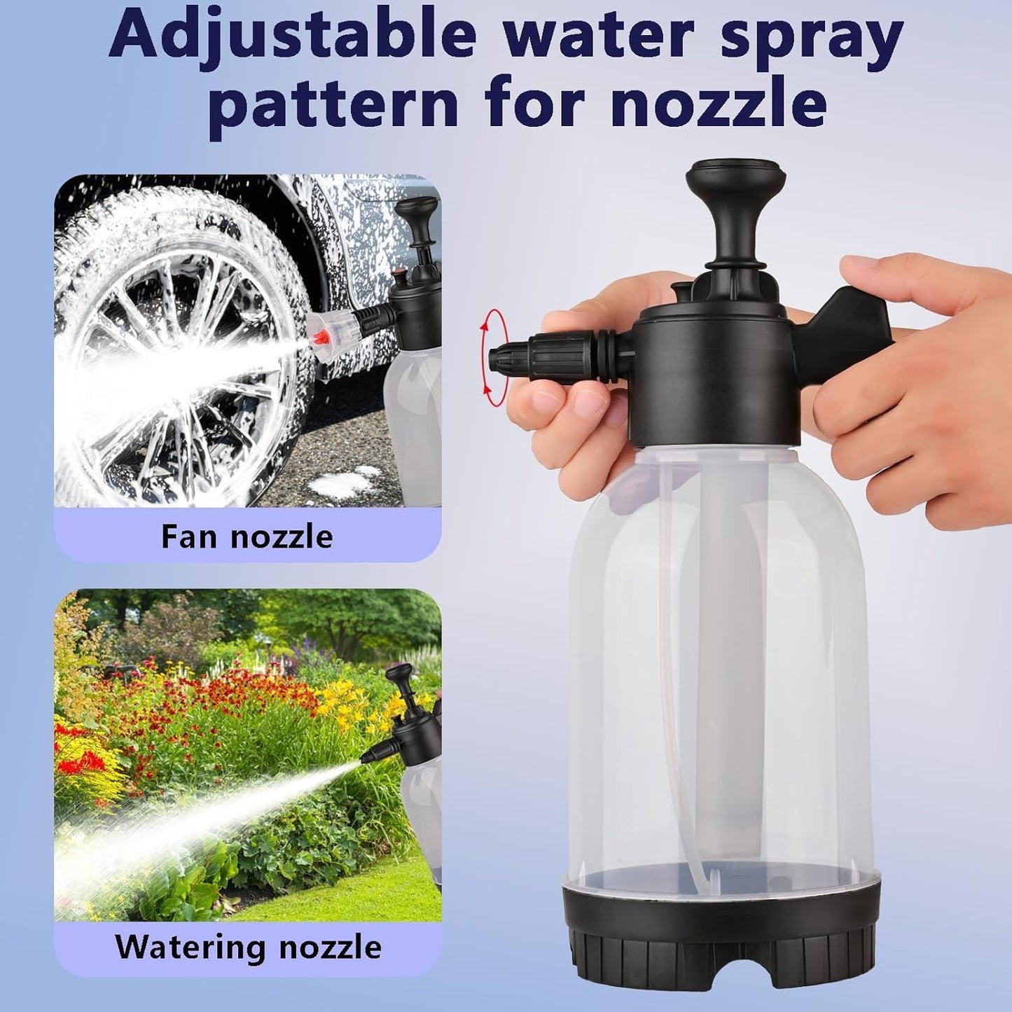 2L Snow Foam Pump Sprayer – High-Pressure Handheld Foam Cannon with 2 Nozzles for Car Detailing, Car Wash & Gardening Free Shipping