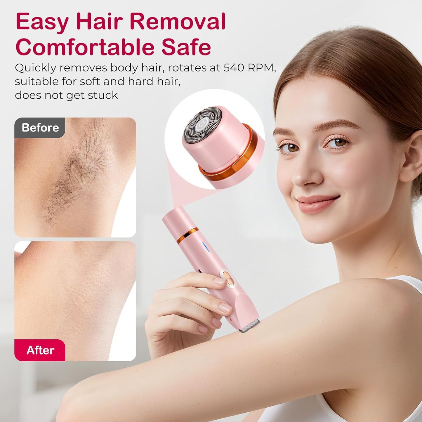 2-in-1 Electric Lady Shaver for Women – Cordless Painless Facial Hair & Bikini Trimmer Waterproof Razor for Face, Legs & Underarms Free Shipping