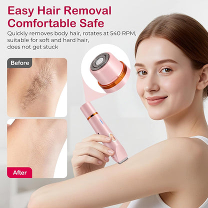 2-in-1 Electric Lady Shaver for Women – Cordless Painless Facial Hair & Bikini Trimmer Waterproof Razor for Face, Legs & Underarms Free Shipping