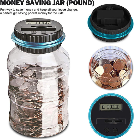Digital Coin Counting Money Bank Jar with LCD Display – Automatic UK Coin Counter Piggy Bank Saving Pot for Kids & Adults Free Shipping all over UK