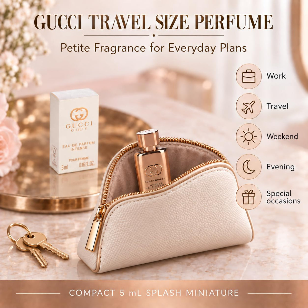 Gucci Guilty Eau de Parfum Intense for Women – Mini Perfume Splash, 0.16 fl oz
