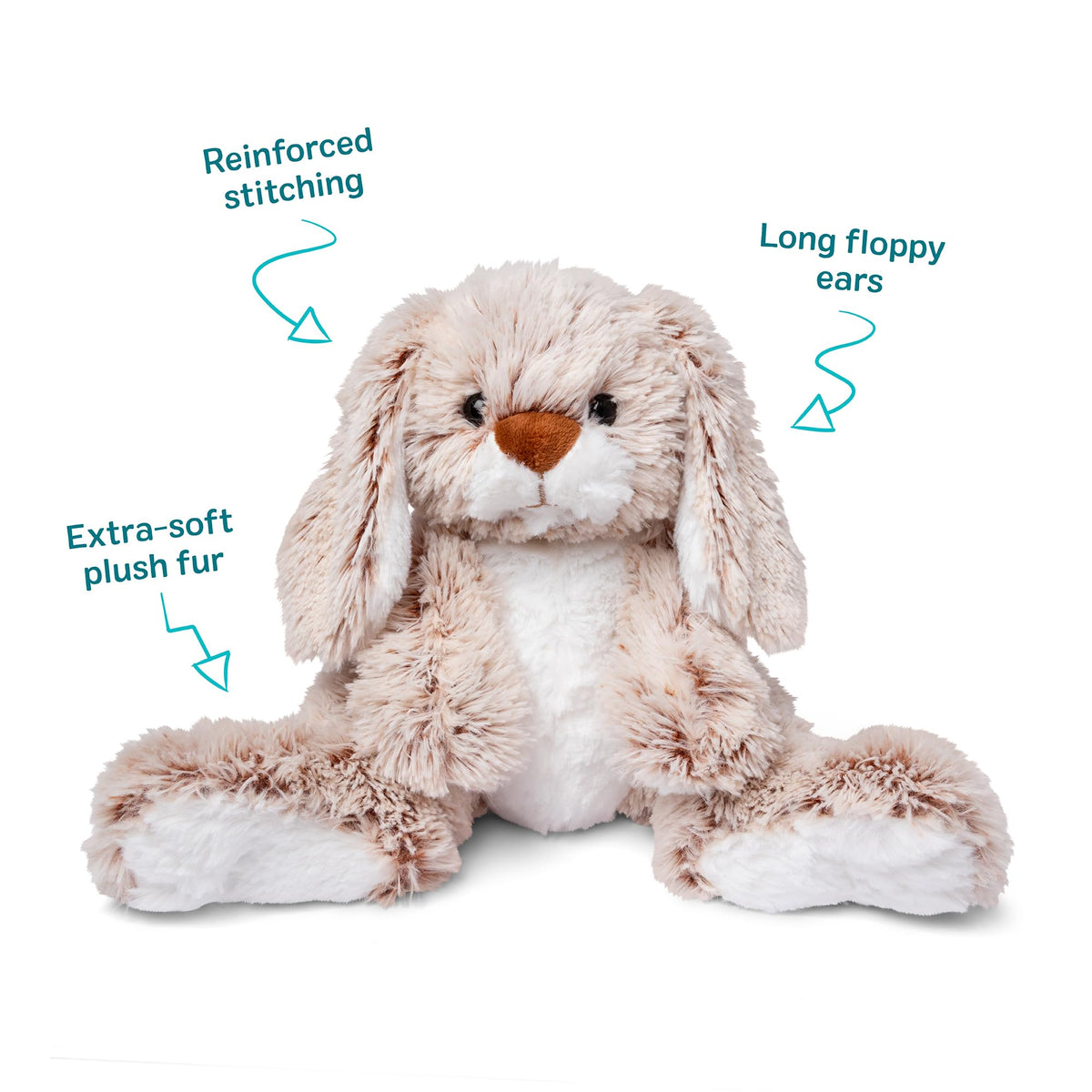 Melissa & Doug Burrow Bunny Stuffed Animal Plushie with Big Feet, Floppy Ears & Fluffy Tail, Adorable Pretend Play Toddler Toys for Girls & Boys 3+, Pack of 12