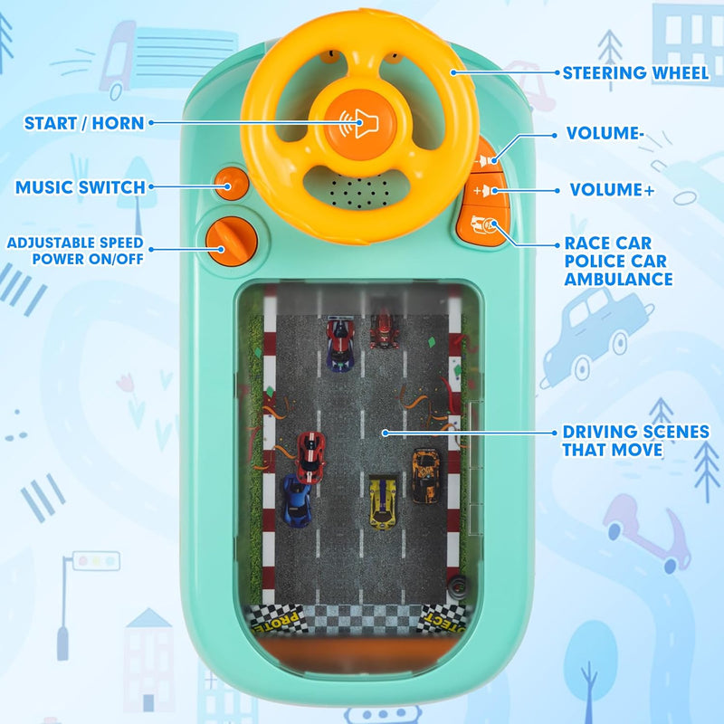 Musical Steering Wheel Toy for Kids | Interactive Driving Racing Game with Sound, Pretend Play Educational Toy for Boys & Girls Ages 3+