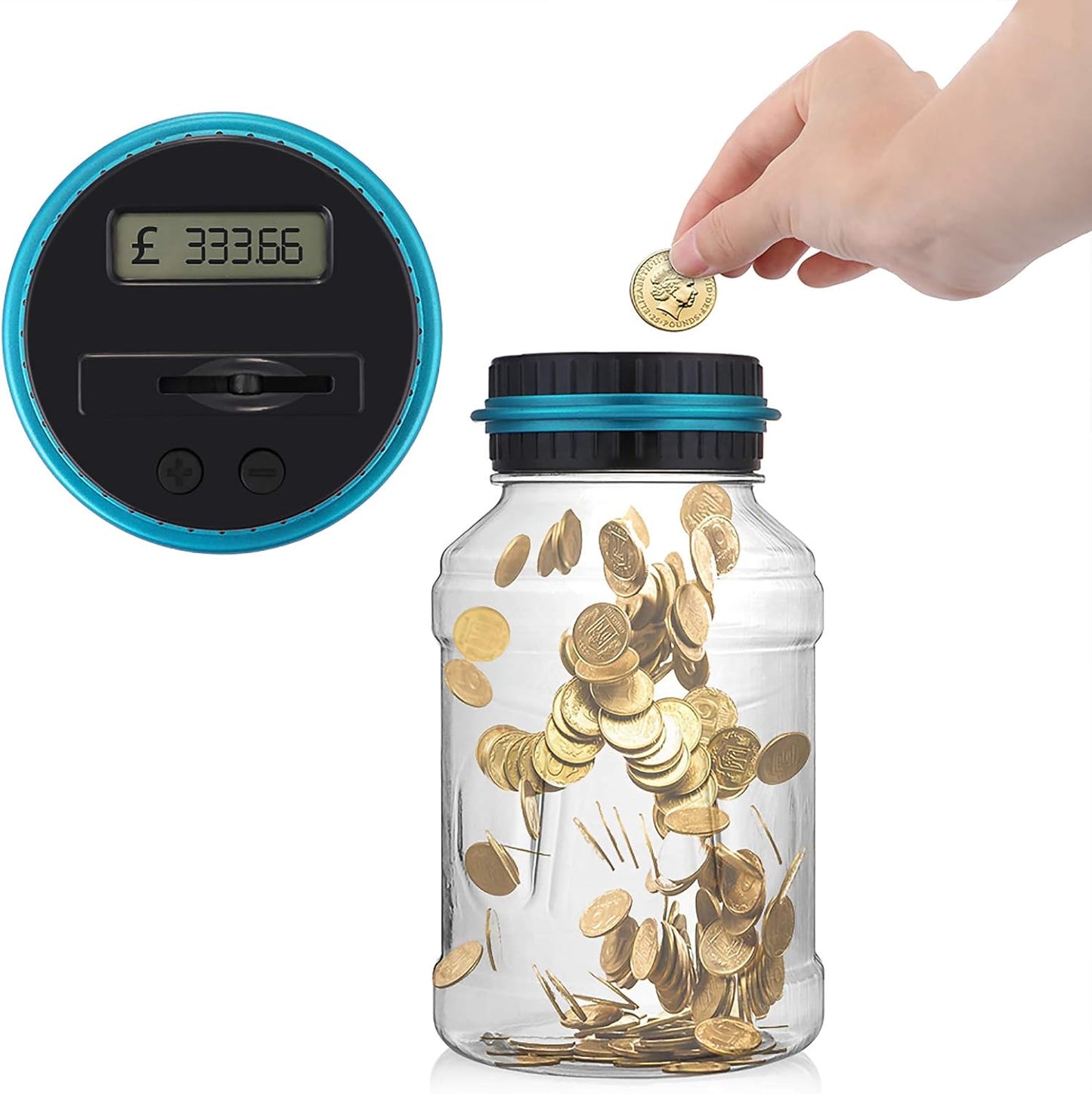 Digital Coin Counting Money Bank Jar with LCD Display – Automatic UK Coin Counter Piggy Bank Saving Pot for Kids & Adults Free Shipping all over UK
