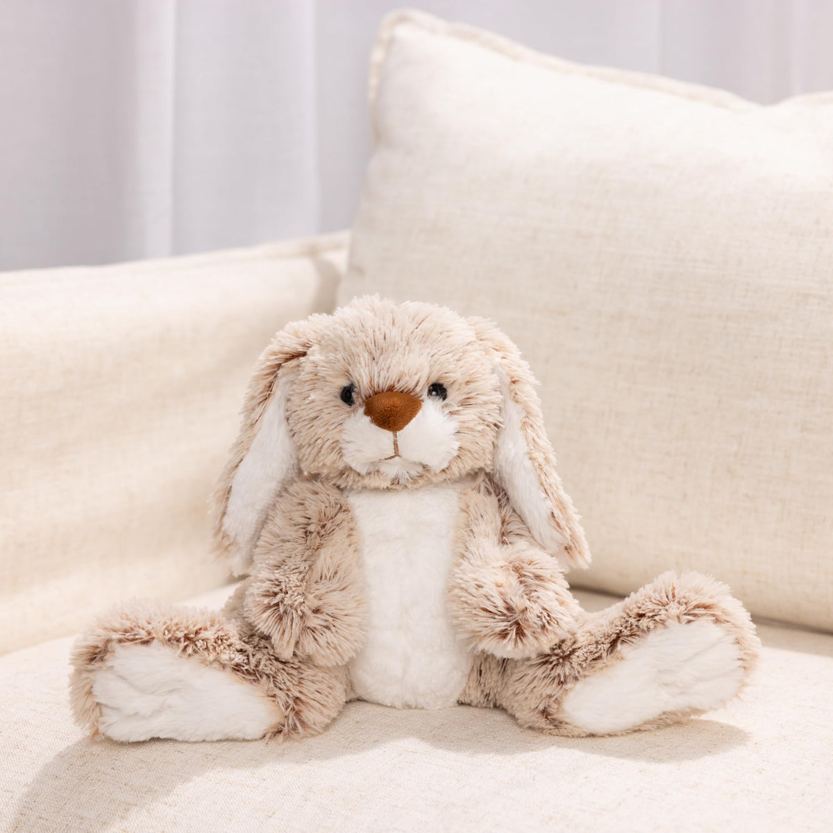 Melissa & Doug Burrow Bunny Stuffed Animal Plushie with Big Feet, Floppy Ears & Fluffy Tail, Adorable Pretend Play Toddler Toys for Girls & Boys 3+, Pack of 12