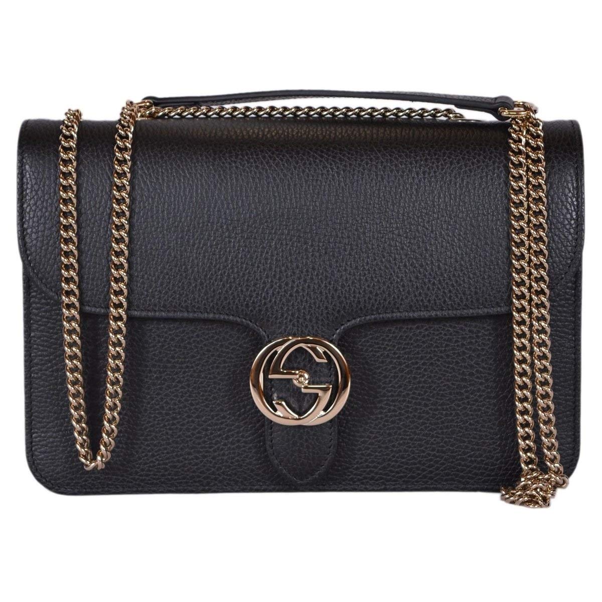 Gucci Women's Black Leather Interlocking GG Crossbody Bag – Model 510304
