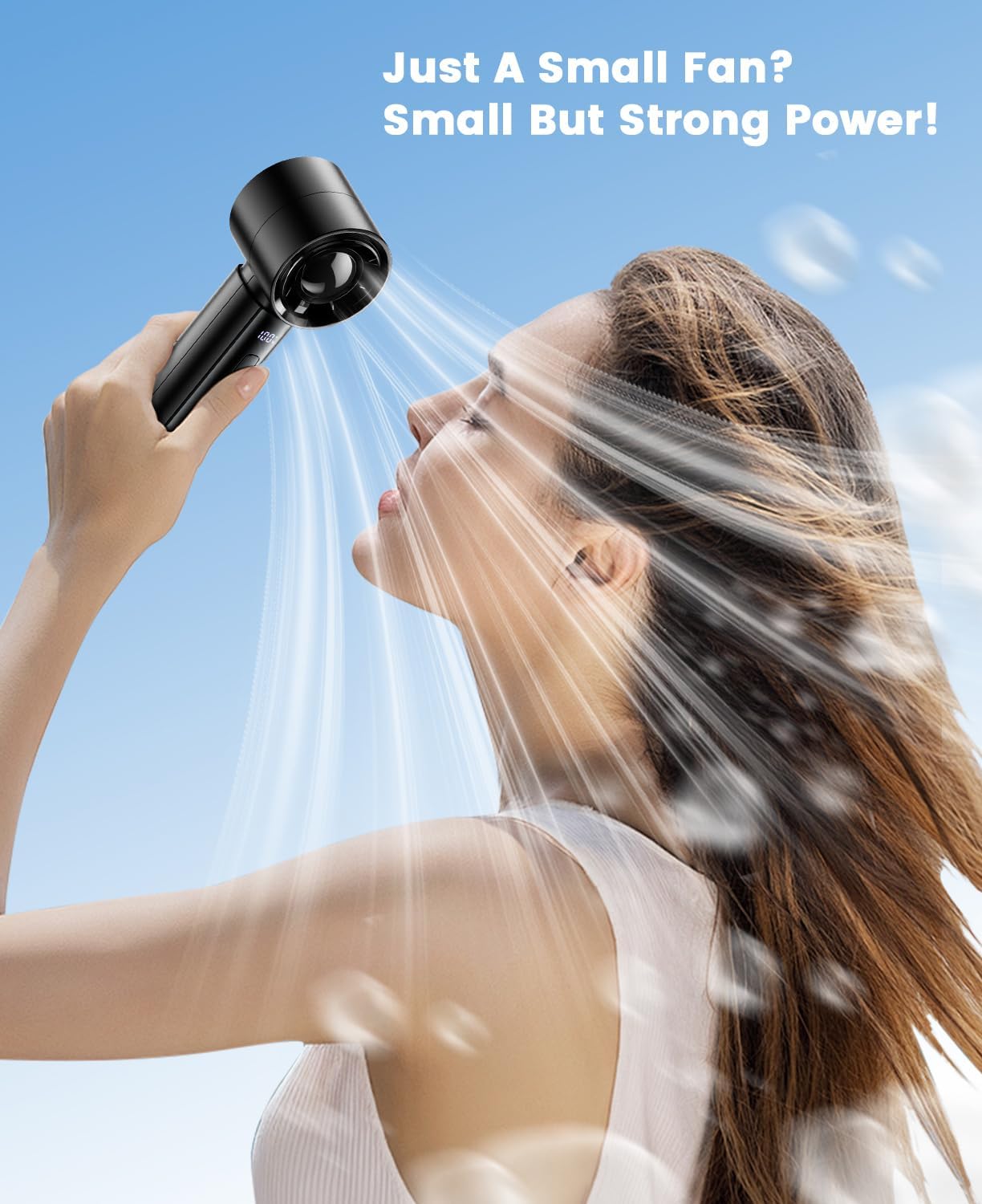 ColdSky Handheld Mini Fan – Portable Rechargeable Fan with 4000mAh Battery and Digital Display