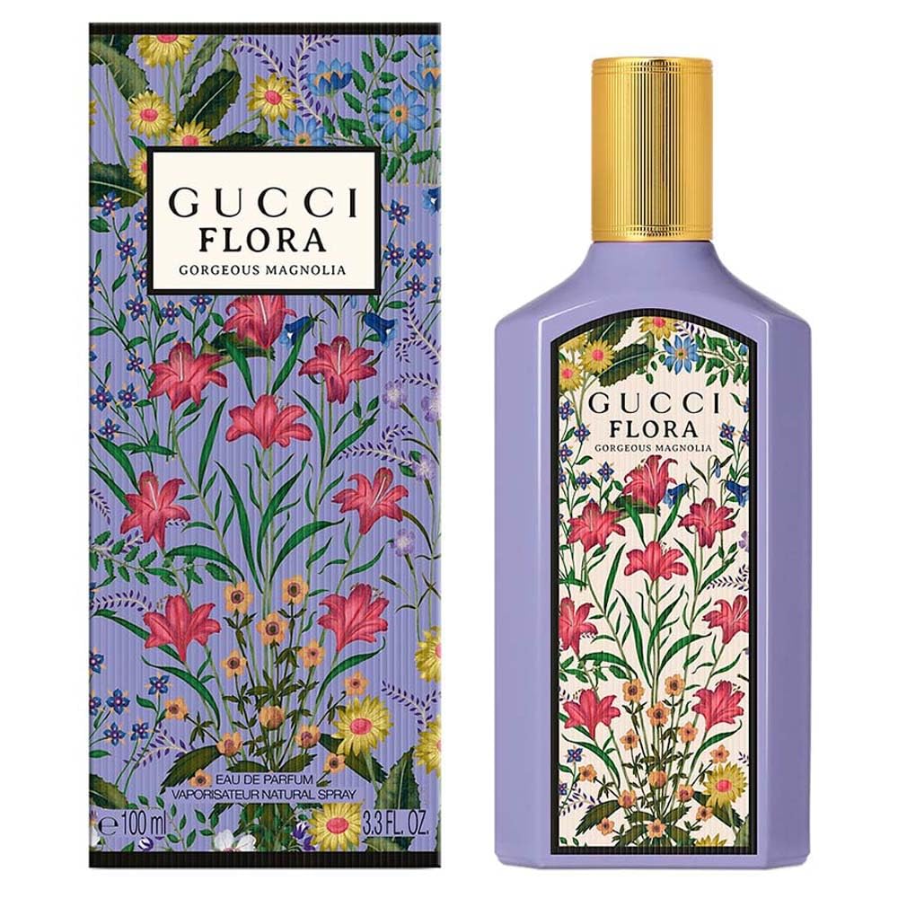Gucci Flora Gorgeous Magnolia Eau de Parfum for Women, 3.3 oz (100 ml) Refillable Spray