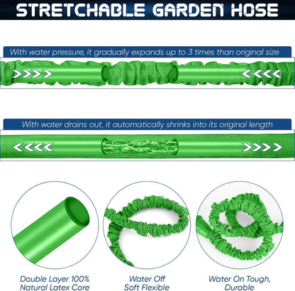 Expandable Garden Hose Pipe with 7-Mode Spray Gun – Flexible Retractable Magic Water Hose (25/50/100 ft) Leak-Proof Garden Hose Free Shipping