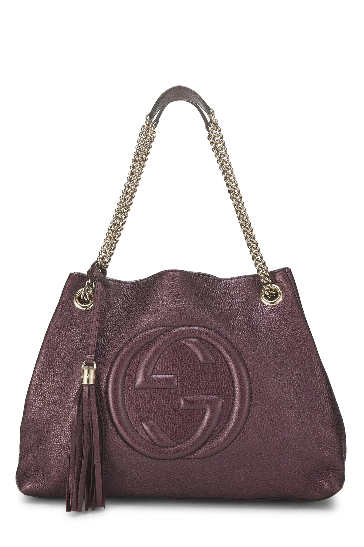 Gucci, Pre-loved Purple Leather Soho Chain Tote, Purple