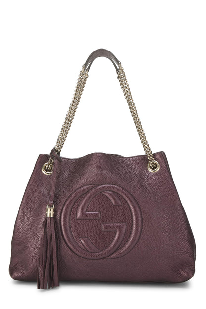Gucci, Pre-loved Purple Leather Soho Chain Tote, Purple