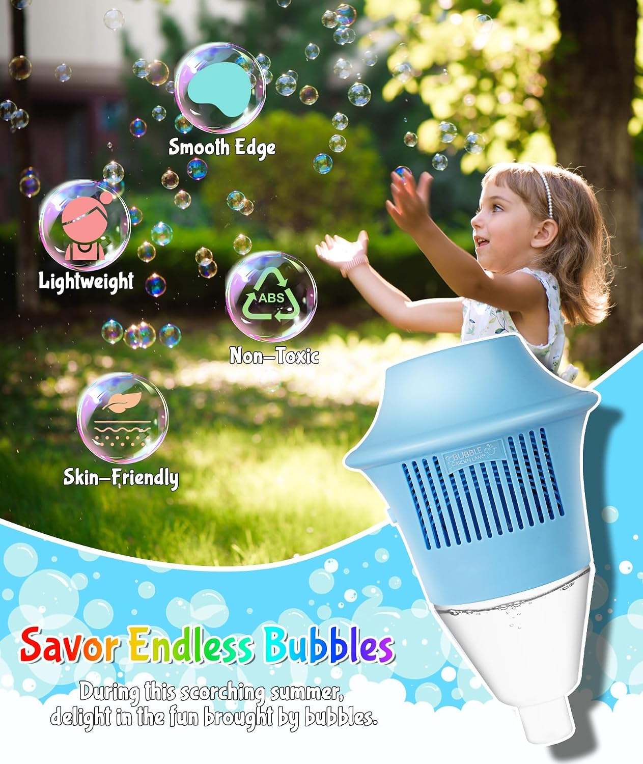 Outdoor Bubble Machine with Lights and Music for Kids and Adults