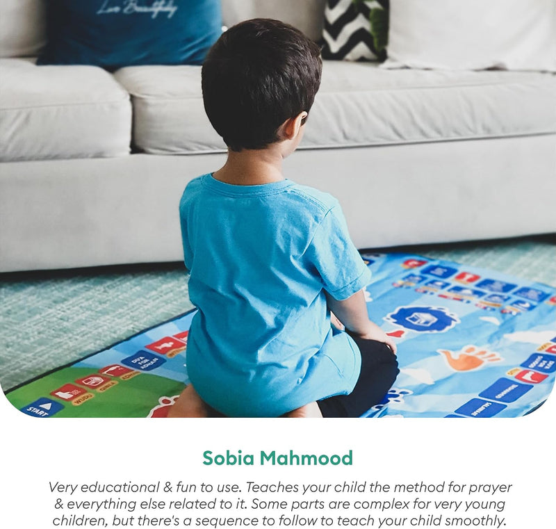 Smart Interactive Prayer Mat for Kids | Islamic Salah Learning Mat with Surah, Wudu & Dua Lessons, 25 Touch Keys, 10 Languages, Padded Mat Ages 3+
