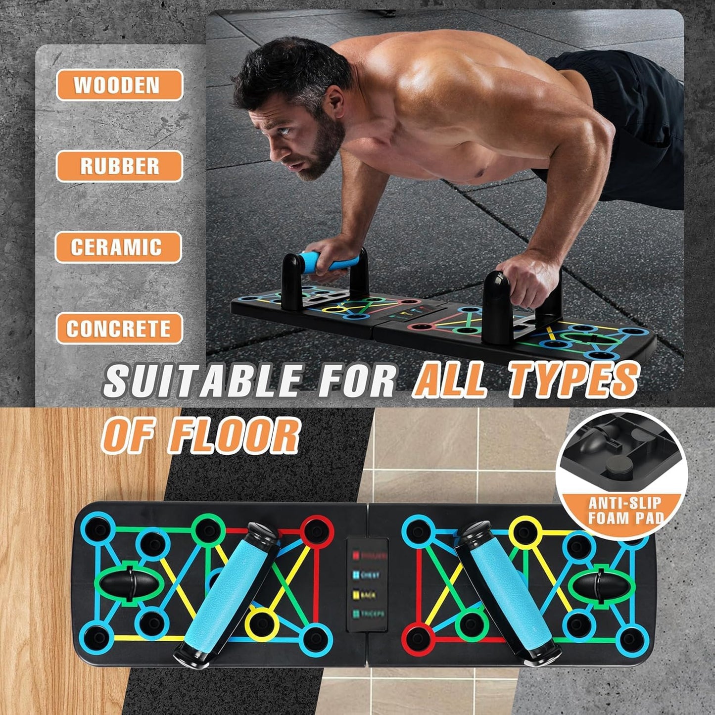 14-in-1 Foldable Push Up Board – Portable Home Workout Fitness Equipment for Chest, Arms & Core Strength Training Free shipping