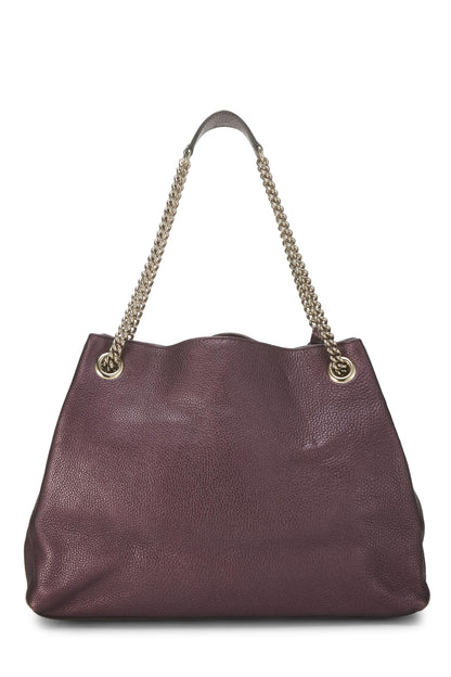Gucci, Pre-loved Purple Leather Soho Chain Tote, Purple