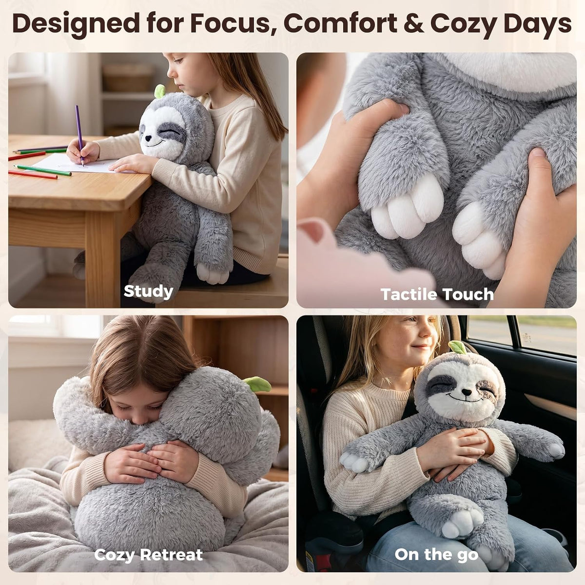 Mewaii Weighted Sloth Plush Toy, 20 Inch 4 lb Heatable and Coolable Stuffed Animal