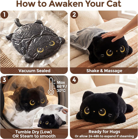 Mewaii Black Cat Plush Pillow 13 Inch – Cute, Soft & Huggable Stuffed Cat Toy