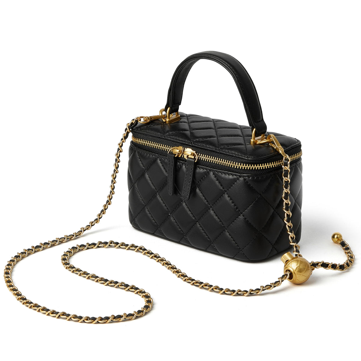 DORIS&JACKY Small Leather Crossbody Purse for Women – Mini Quilted Box Bag with Top Handle
