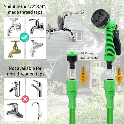 Expandable Garden Hose Pipe with 7-Mode Spray Gun – Flexible Retractable Magic Water Hose (25/50/100 ft) Leak-Proof Garden Hose Free Shipping