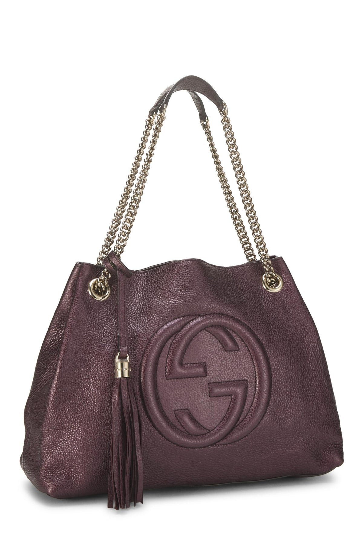 Gucci, Pre-loved Purple Leather Soho Chain Tote, Purple