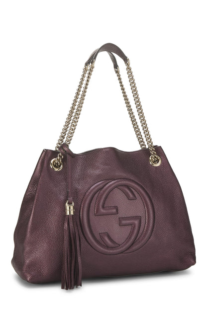 Gucci, Pre-loved Purple Leather Soho Chain Tote, Purple