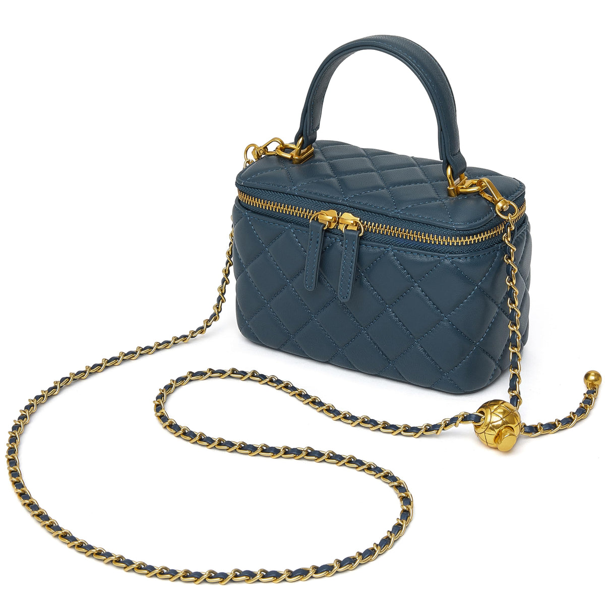 DORIS&JACKY Small Leather Crossbody Purse for Women – Mini Quilted Box Bag with Top Handle