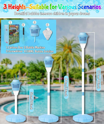 Outdoor Bubble Machine with Lights and Music for Kids and Adults