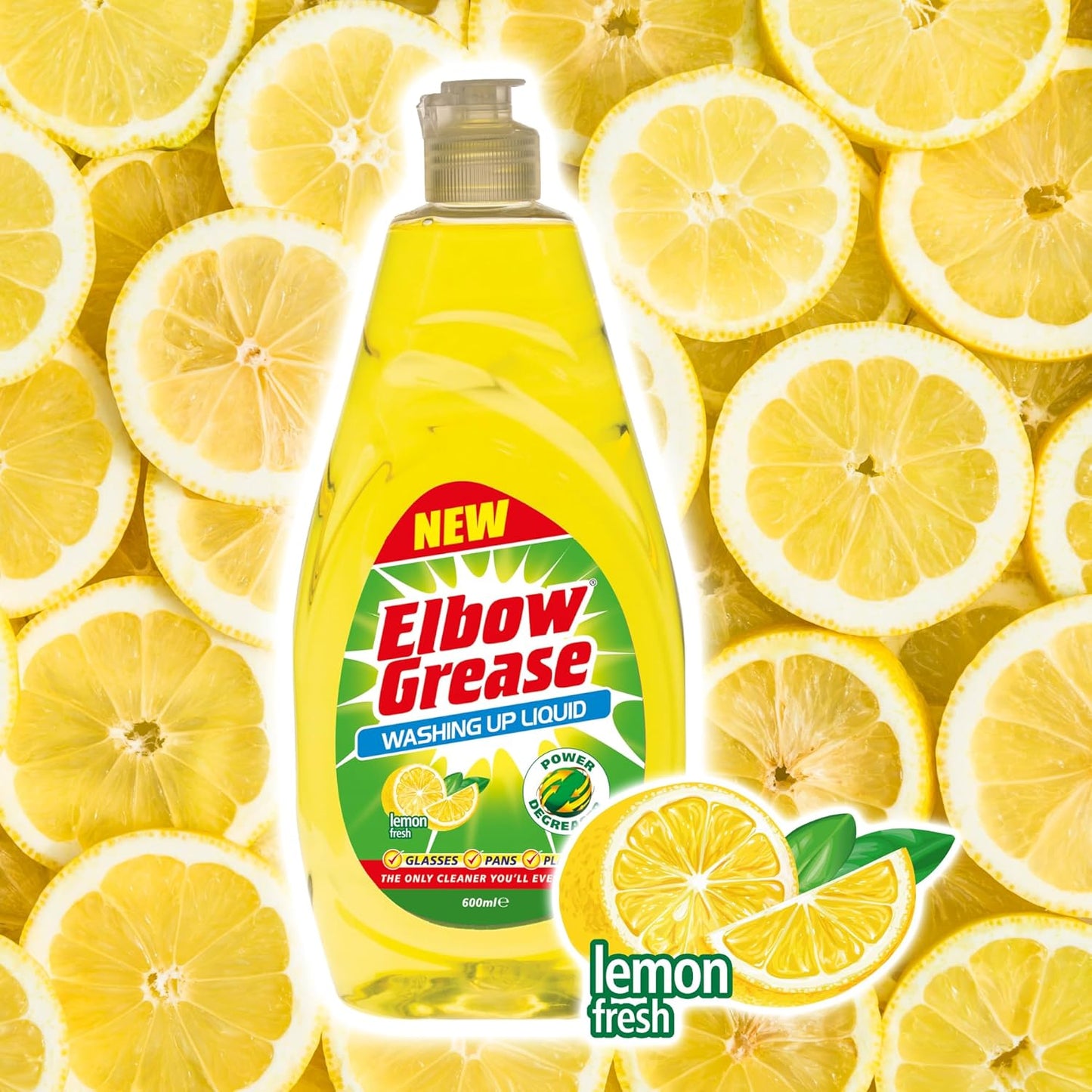 Power Degreasing Washing Up Liquid 600ml – Dishwashing Soap for Dishes, Pots, Pans & Glasses (Lemon / Apple) Free Shipping