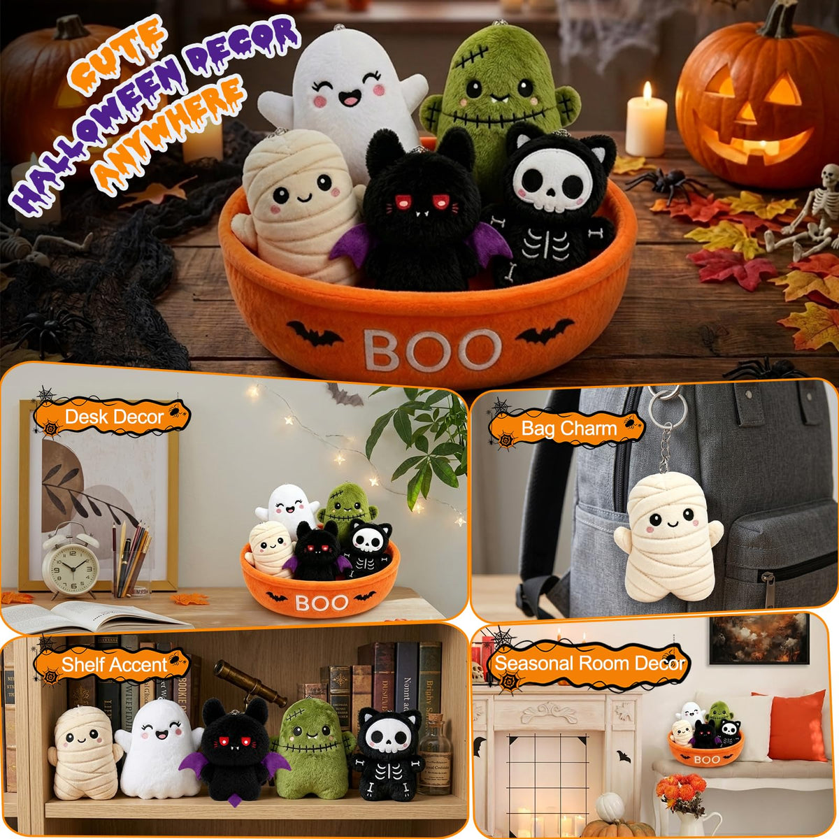 Rosekeep Boo Basket Stuffers for Women, Spooky Stuffed Animals Set