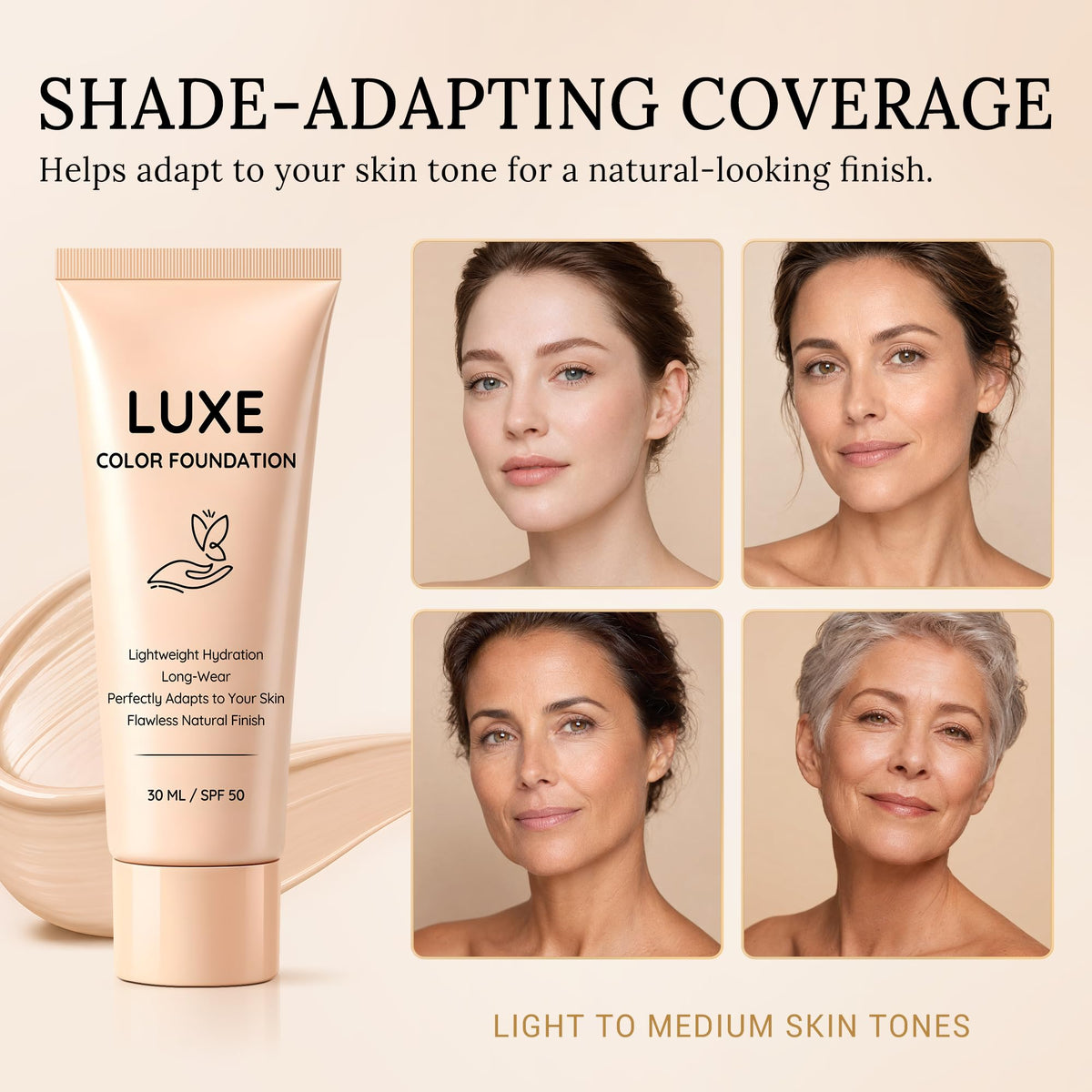 LUXE Color Foundation for Women, Color Changing Foundation