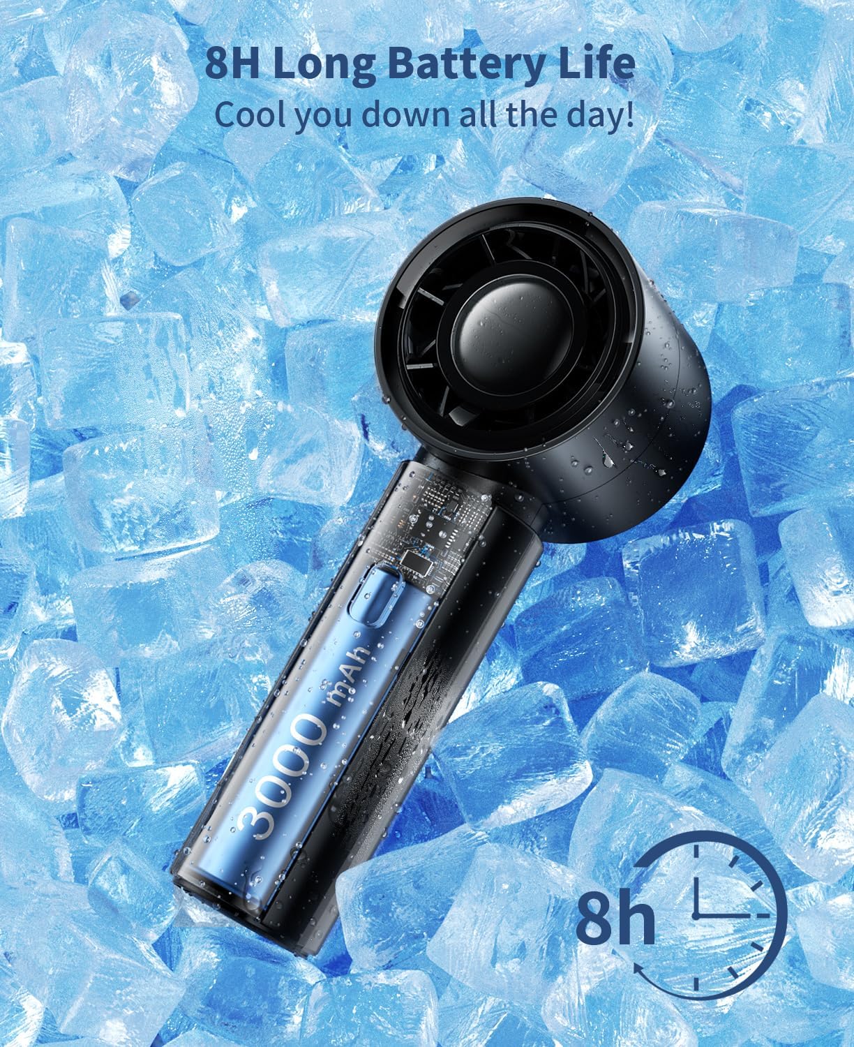 ColdSky Handheld Mini Fan – Portable Rechargeable Fan with 4000mAh Battery and Digital Display