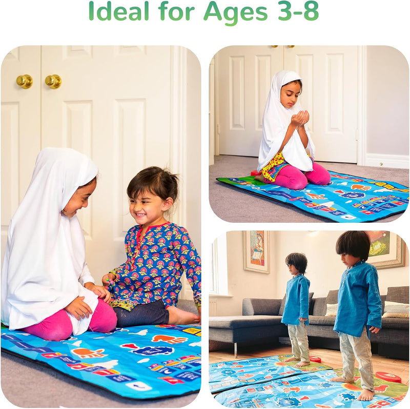 Smart Interactive Prayer Mat for Kids | Islamic Salah Learning Mat with Surah, Wudu & Dua Lessons, 25 Touch Keys, 10 Languages, Padded Mat Ages 3+
