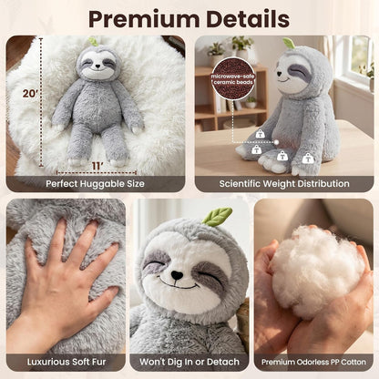 Mewaii Weighted Sloth Plush Toy, 20 Inch 4 lb Heatable and Coolable Stuffed Animal