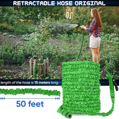 Expandable Garden Hose Pipe with 7-Mode Spray Gun – Flexible Retractable Magic Water Hose (25/50/100 ft) Leak-Proof Garden Hose Free Shipping