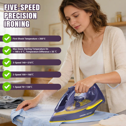 Steam Iron with Vertical Steam Function – Non-Stick Stainless Steel Soleplate, 350ml Water Tank, 2400W