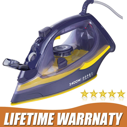 Steam Iron with Vertical Steam Function – Non-Stick Stainless Steel Soleplate, 350ml Water Tank, 2400W
