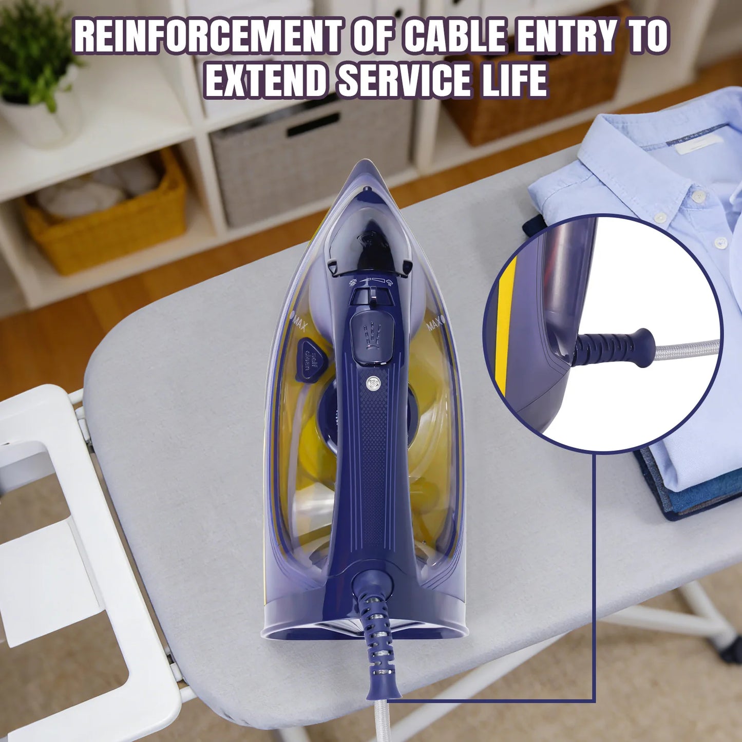 Steam Iron with Vertical Steam Function – Non-Stick Stainless Steel Soleplate, 350ml Water Tank, 2400W
