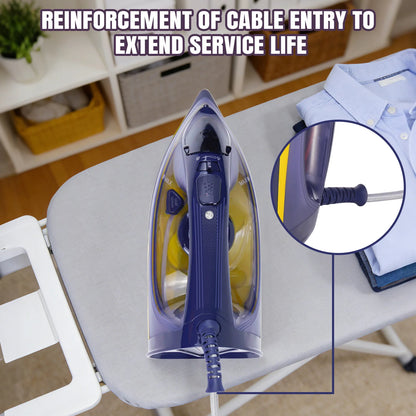 Steam Iron with Vertical Steam Function – Non-Stick Stainless Steel Soleplate, 350ml Water Tank, 2400W