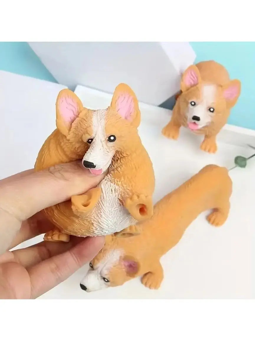 3-Pack Stretchy Corgi Squishy Toys – Soft Dog-Shaped Sensory Fidget Toys