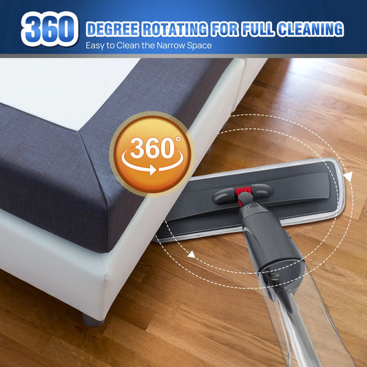 Household Spray Mop with Replaceable Microfiber Pad – 360° Rotating Flat Floor Mop for Wet & Dry Cleaning