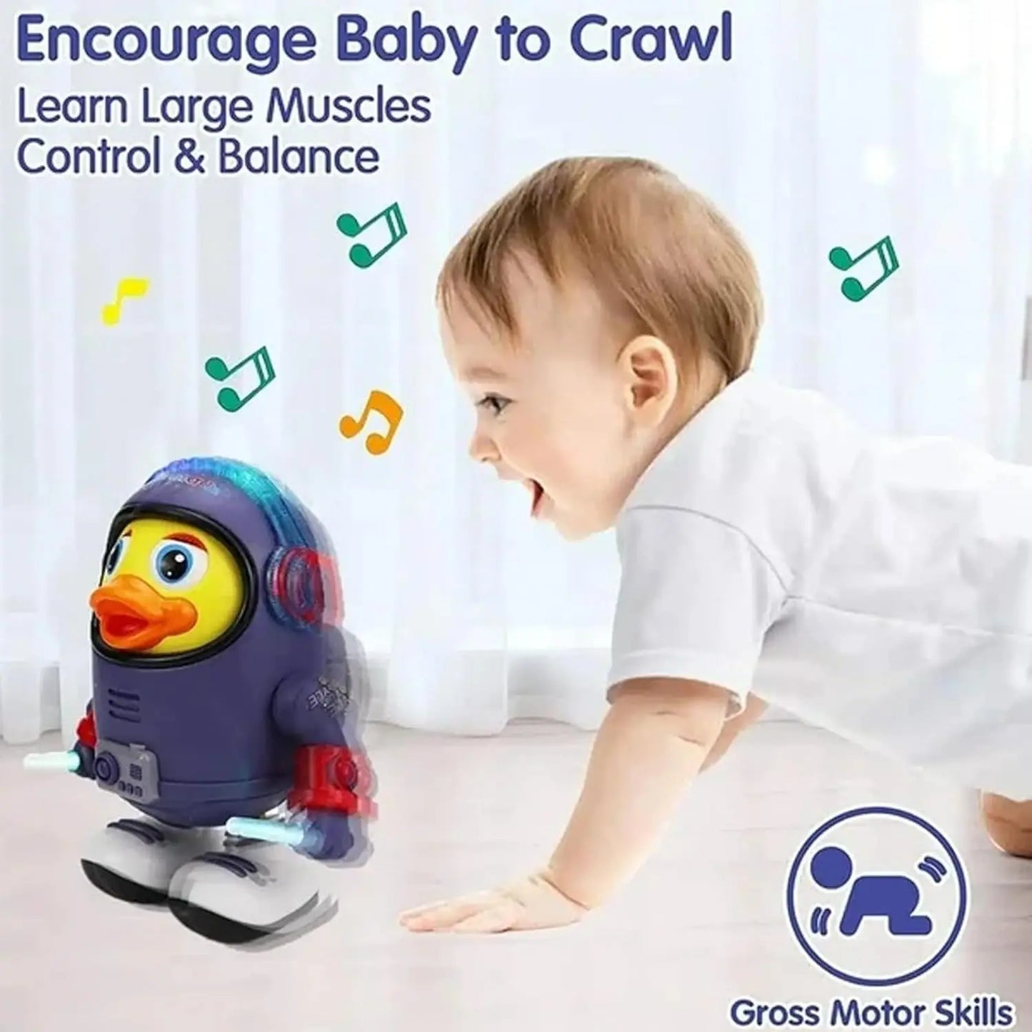 Dancing Astronaut Duck Toy with Music and LED Lights – Walking Toy for Toddlers