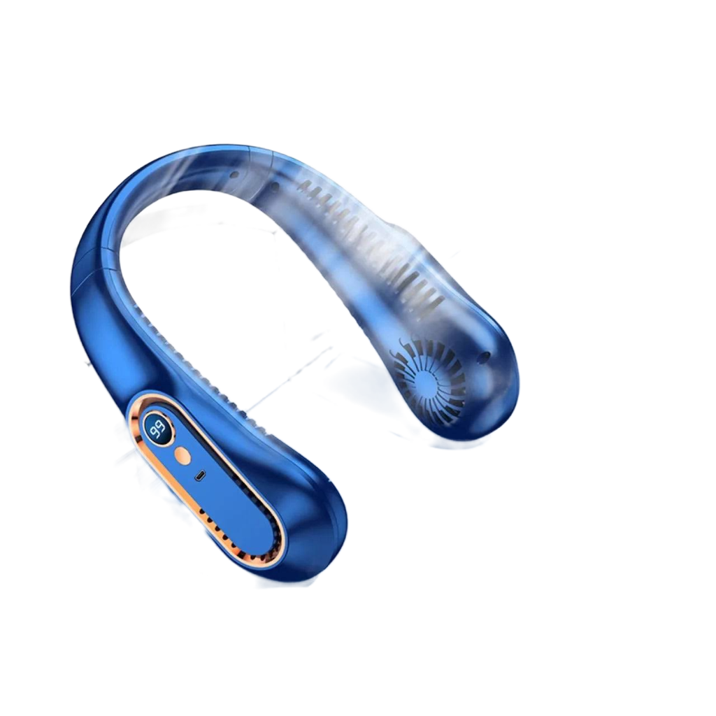 Portable Bladeless Neck Fan with Digital Display – USB Rechargeable Hands-Free Cooling Fan
