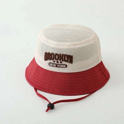 Baby Sun Hat with Embroidered Letter – Breathable Mesh Bucket Hat for Boys and Girls