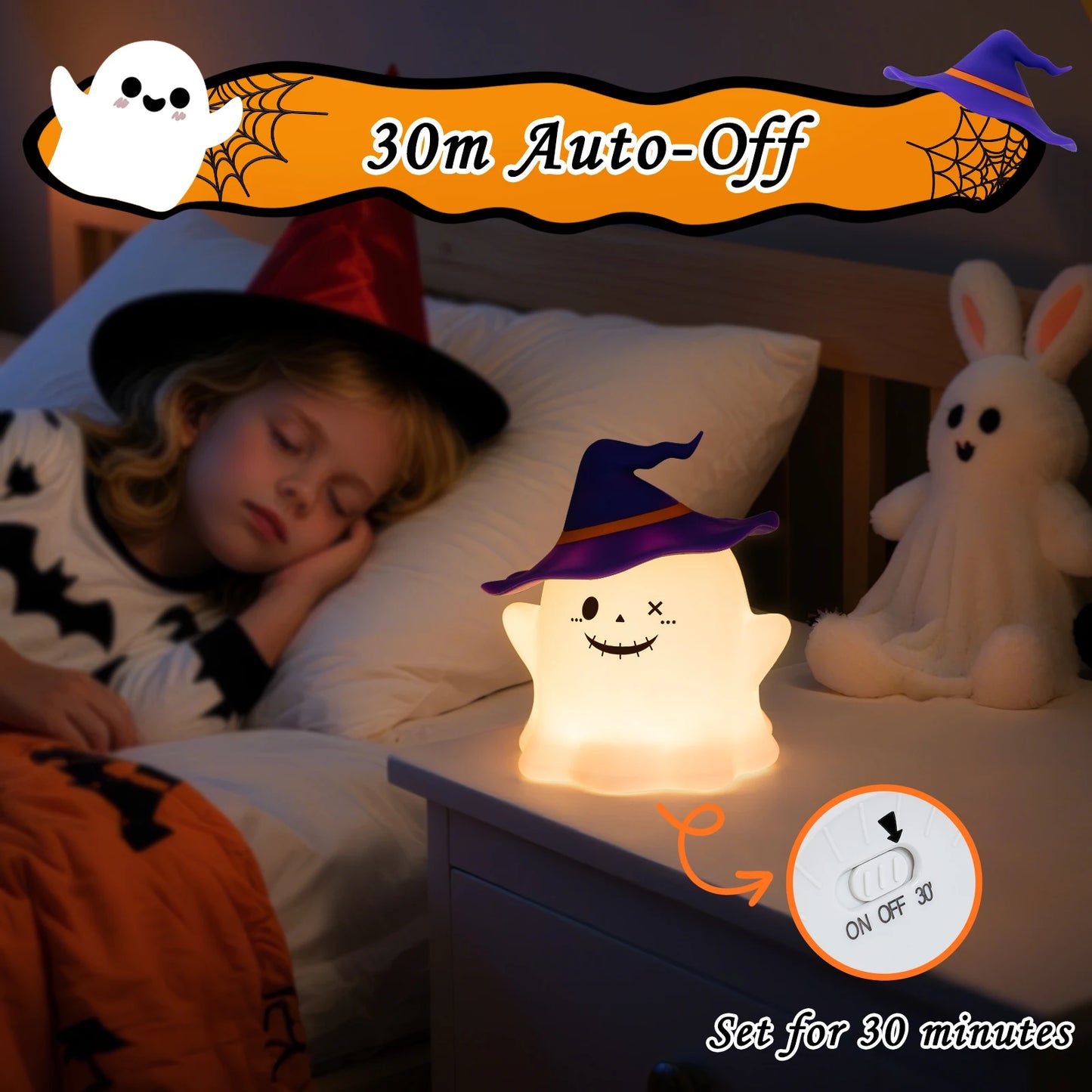 Halloween Cartoon Silicone Night Light – Rechargeable Table Lamp for Kids Bedroom