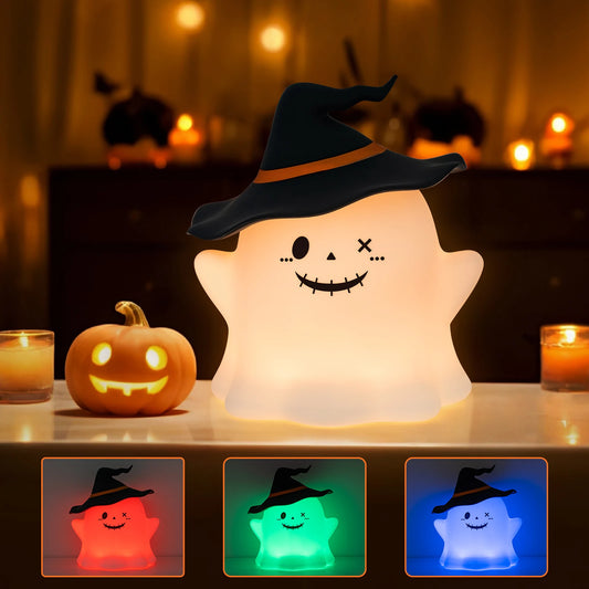 Halloween Cartoon Silicone Night Light – Rechargeable Table Lamp for Kids Bedroom