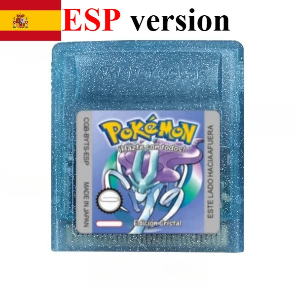 GBC Pokémon Game Cartridge, Red Blue Gold Silver Crystal Yellow Green, Multilingual