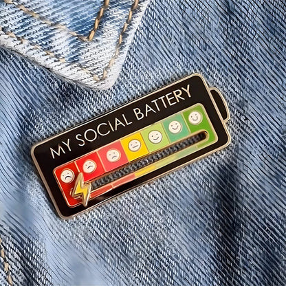 Mood Expression Enamel Pin – Social Battery Badge Brooch for Men & Women