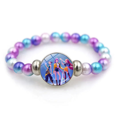 Anime Cartoon Necklace and Bracelet Set – Beaded Jewelry Accessories for Girls