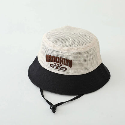 Baby Sun Hat with Embroidered Letter – Breathable Mesh Bucket Hat for Boys and Girls