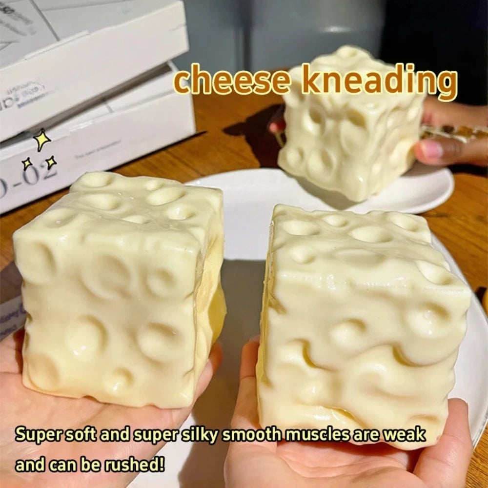 Cube de fromage mou Taba – Jouet sensoriel anti-stress à presser